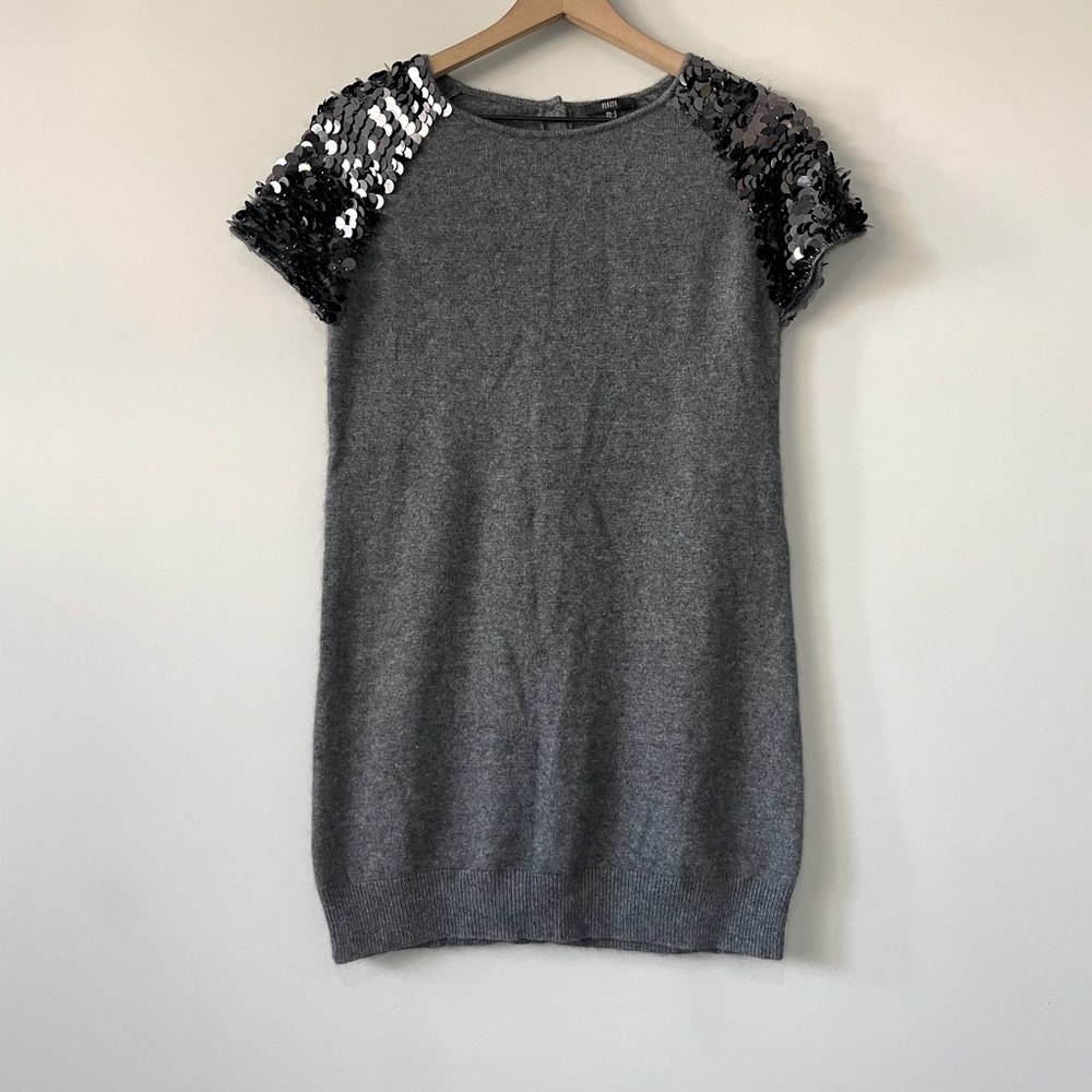 Finity wool blend sequins shoulder knit party tunic top size 6